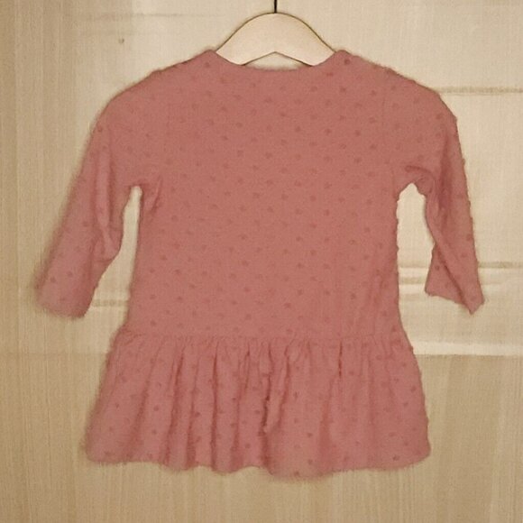 H&M Infant Girls Dusty Pink Swiss Dot Knit Dress 9 Months - Picture 2 of 6